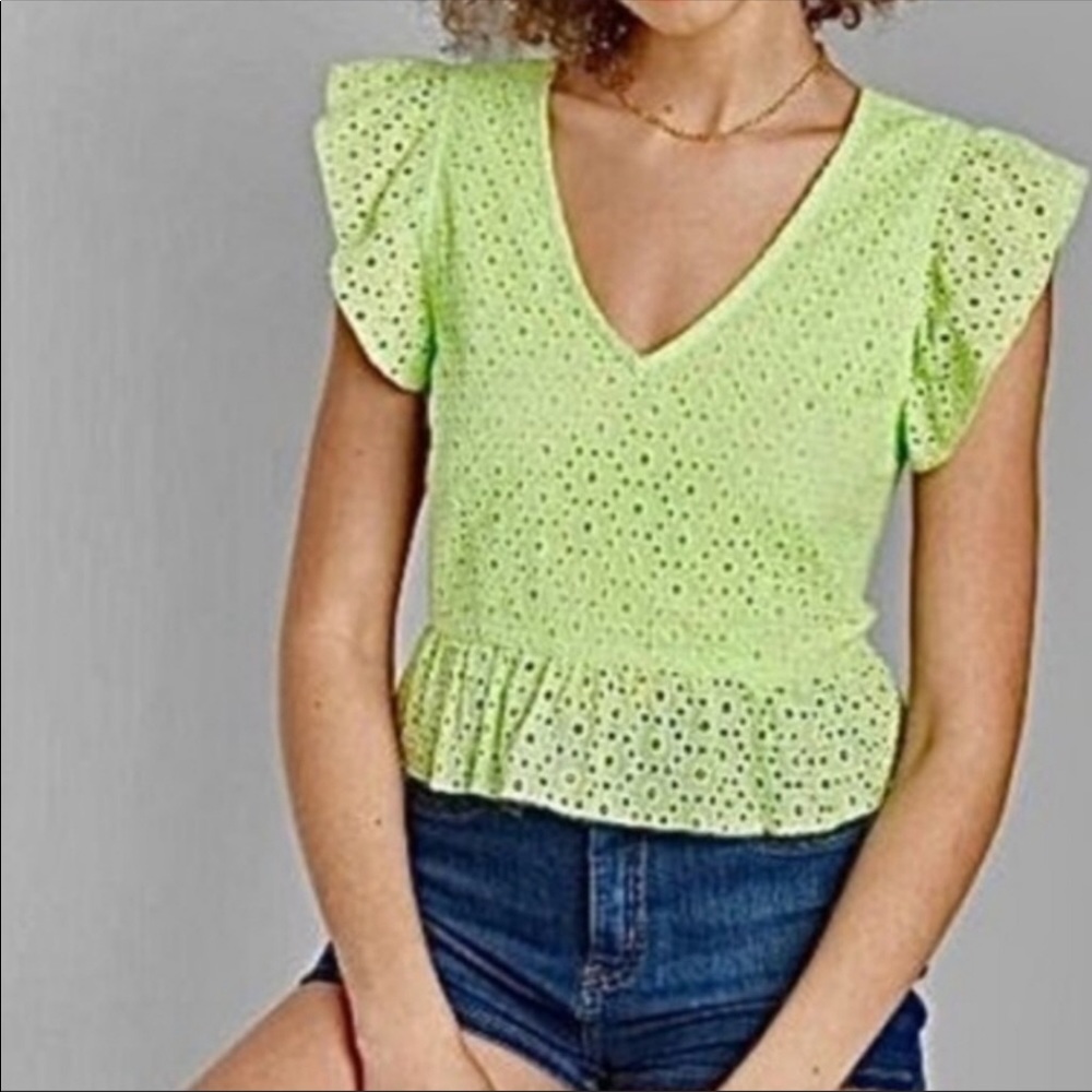 Wild Fable neon green eyelet crop top, XXL